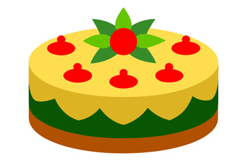 Christmas cake with fruits vector illustration