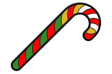 Christmas cane line art vector illustration