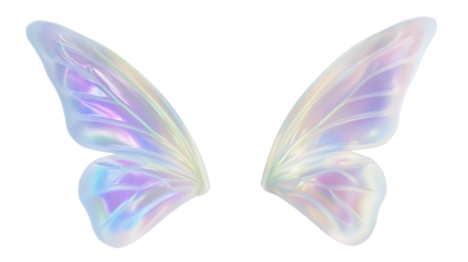 Pair of iridescent fairy wings isolated on transparent background