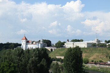 Fototapeta premium View of the Old Castle and the New Castle in Grodno. Belarus