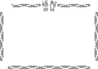 Rectangular Fantasy Frame - Curved Lines Border - Viking Warriors Header