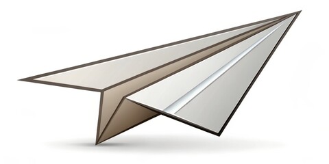 Paper Airplane with Brown Borders, 3D Illustration, White Background, Flight, Origami, Message, Travel
