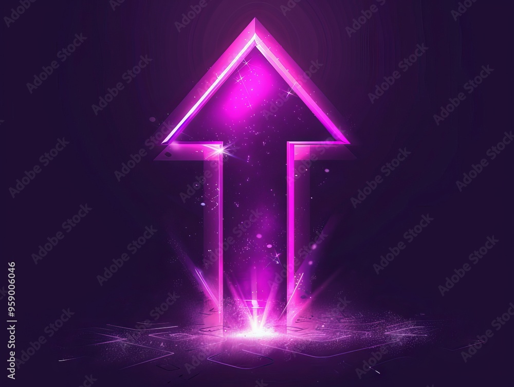 Poster a glowing purple arrow pointing upwards with a burst of light emanating from its base.