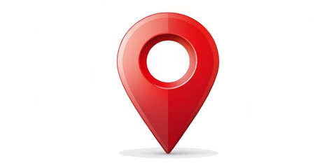 Red 3D Pin Icon on White Background, Location Marker, Pin Icon, GPS