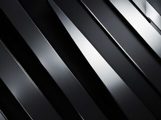 Obraz premium Abstract black and silver diagonal stripes with a metallic texture.