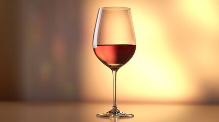 Minimalist Wine Glass Against Warm Gradient Background - A minimalist shot of a wine glass half-filled with red wine, set against a soft, warm gradient background. Perfect for elegant simplicity.