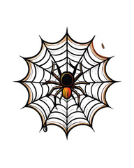 Vector illustration of a spider web with a spider in the center.