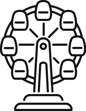 recommend clip art: Simple line drawing of a ferris wheel rotating at an amusement park, minimalist illustration
