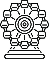 Fototapeta premium Line art vector icon of a ferris wheel, perfect for any project related to amusement parks or entertainment