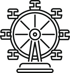 Obraz premium Simple line icon representing a ferris wheel, a popular amusement park attraction