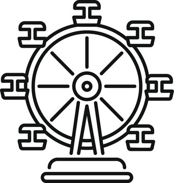 recommend clip art: Simple line icon representing a ferris wheel, a popular amusement park attraction
