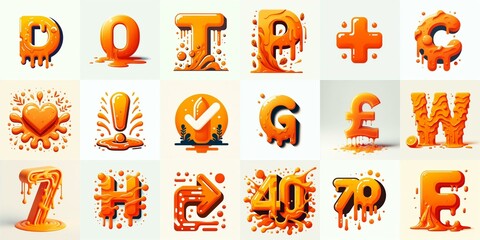 Fototapeta premium Orange Lettering Typeface. AI generated illustration