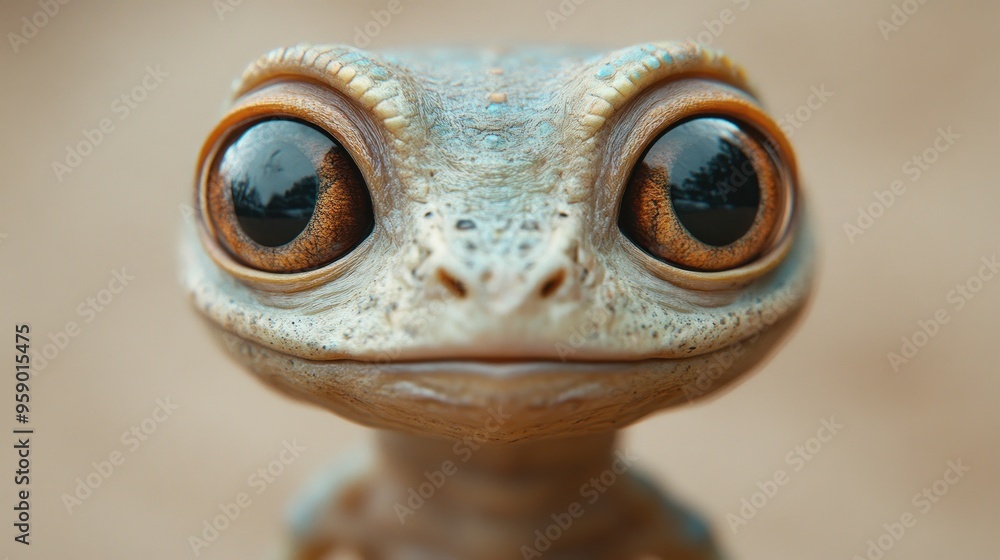 Poster Close-up of a Cute Gecko with Big Eyes