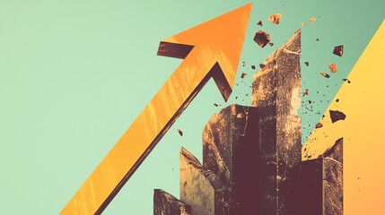 A dynamic illustration of growth, showcasing an arrow breaking through barriers, symbolizing progress and success.