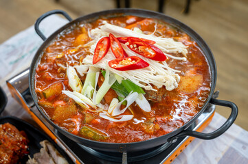 Korean spicy seafood dishes. Braised Cutlassfish