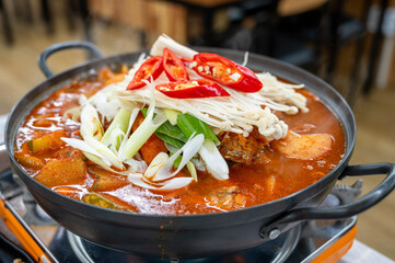Korean spicy seafood dishes. Braised Cutlassfish