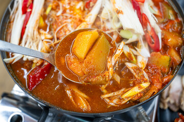 Korean spicy seafood dishes. Braised Cutlassfish