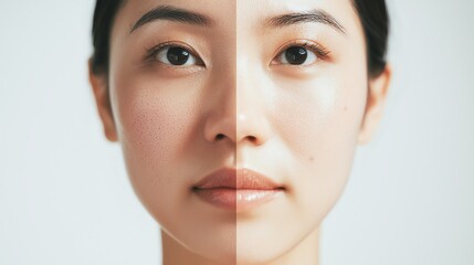 Obraz premium A portrait showcasing the beauty and diversity of human skin tones, highlighting natural beauty and facial symmetry.