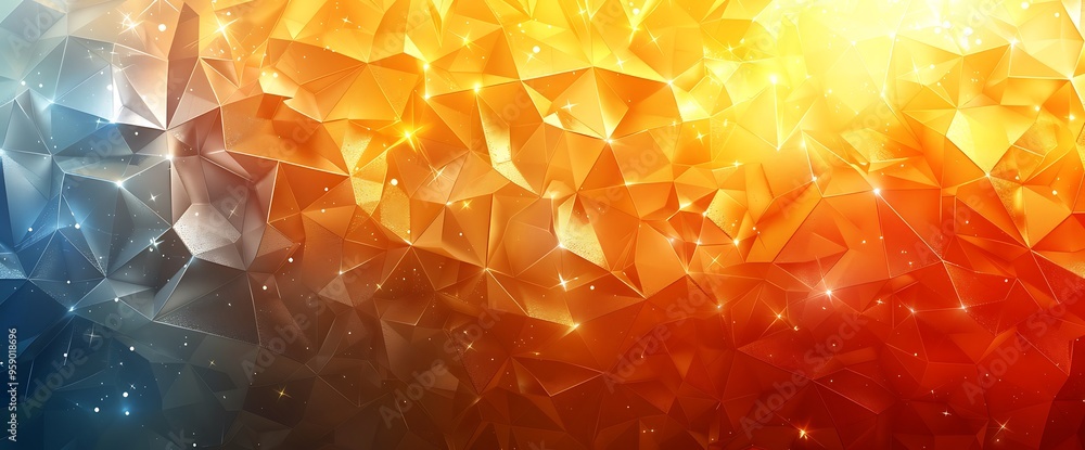 Aufkleber abstract glowing geometric background with a cool blue gradient transitioning to warm orange and red