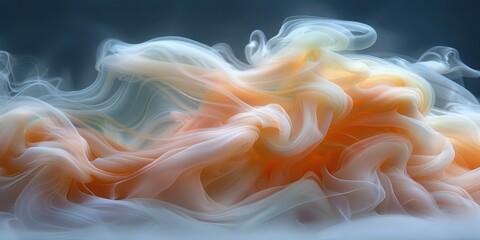 Fototapeta premium White and orange smoke swirls against a dark background