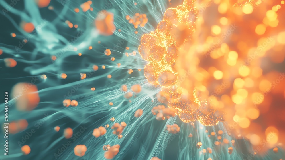Aufkleber abstract representation of energy and motion, showcasing vibrant particles and dynamic flow in a dig
