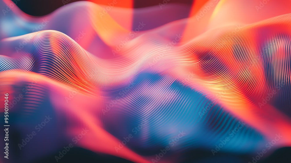 Poster abstract waves of vibrant colors create a mesmerizing visual effect, perfect for backgrounds, design