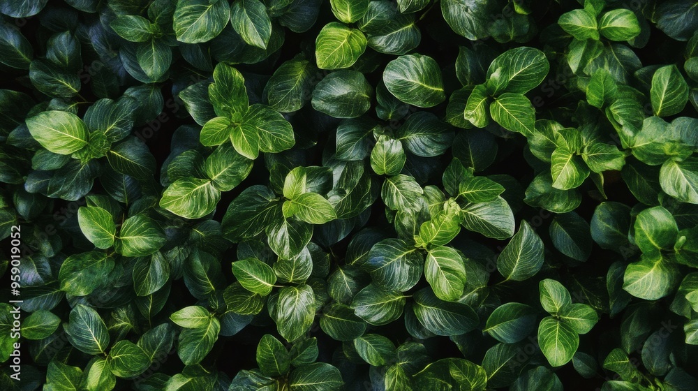 Aufkleber aerial view of intricately patterned green leaf plates in symmetrical geometric arrangement