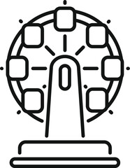 Simple line drawing of a ferris wheel standing on a platform at an amusement park
