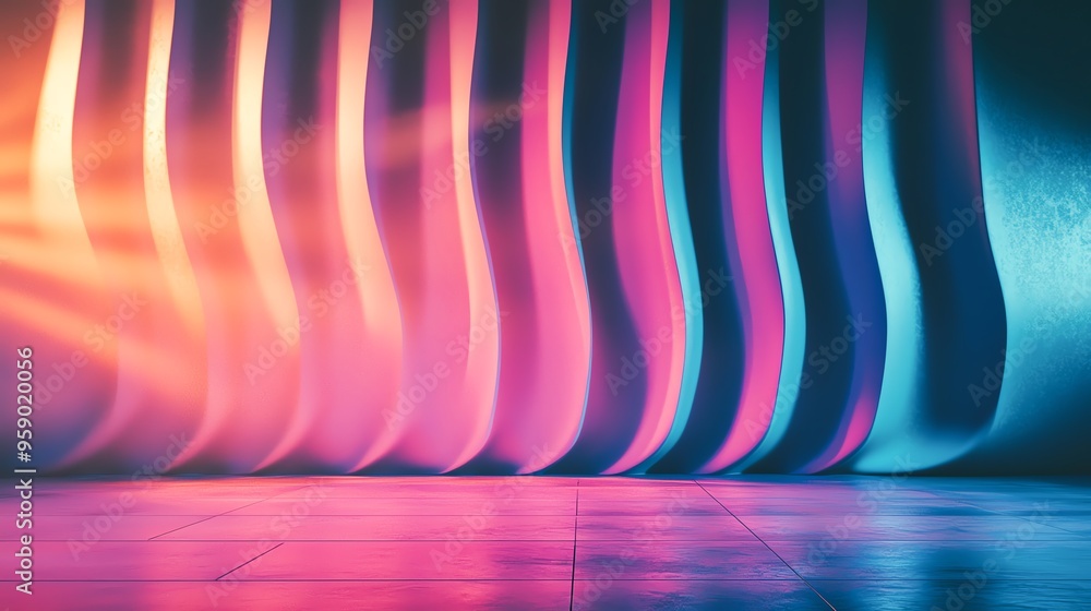 Poster vibrant abstract background featuring colorful illuminated waves in a modern scene, perfect for crea