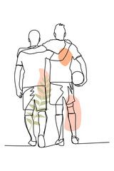 Friend console each other when playing continuous line art with color