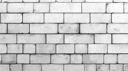 Obraz premium Closeup Perspective of White Brick Wall with Subtle Texture and Dark Mortar Lines