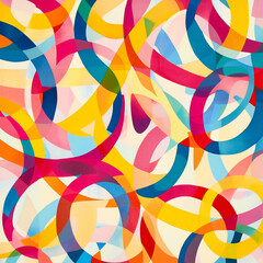 Obraz premium A colorful pattern of overlapping circles and lines. 