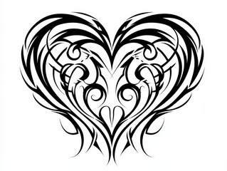 Abstract Black and White Tribal Heart Design A Detailed Heart Shaped Tattoo Illustration Tribal