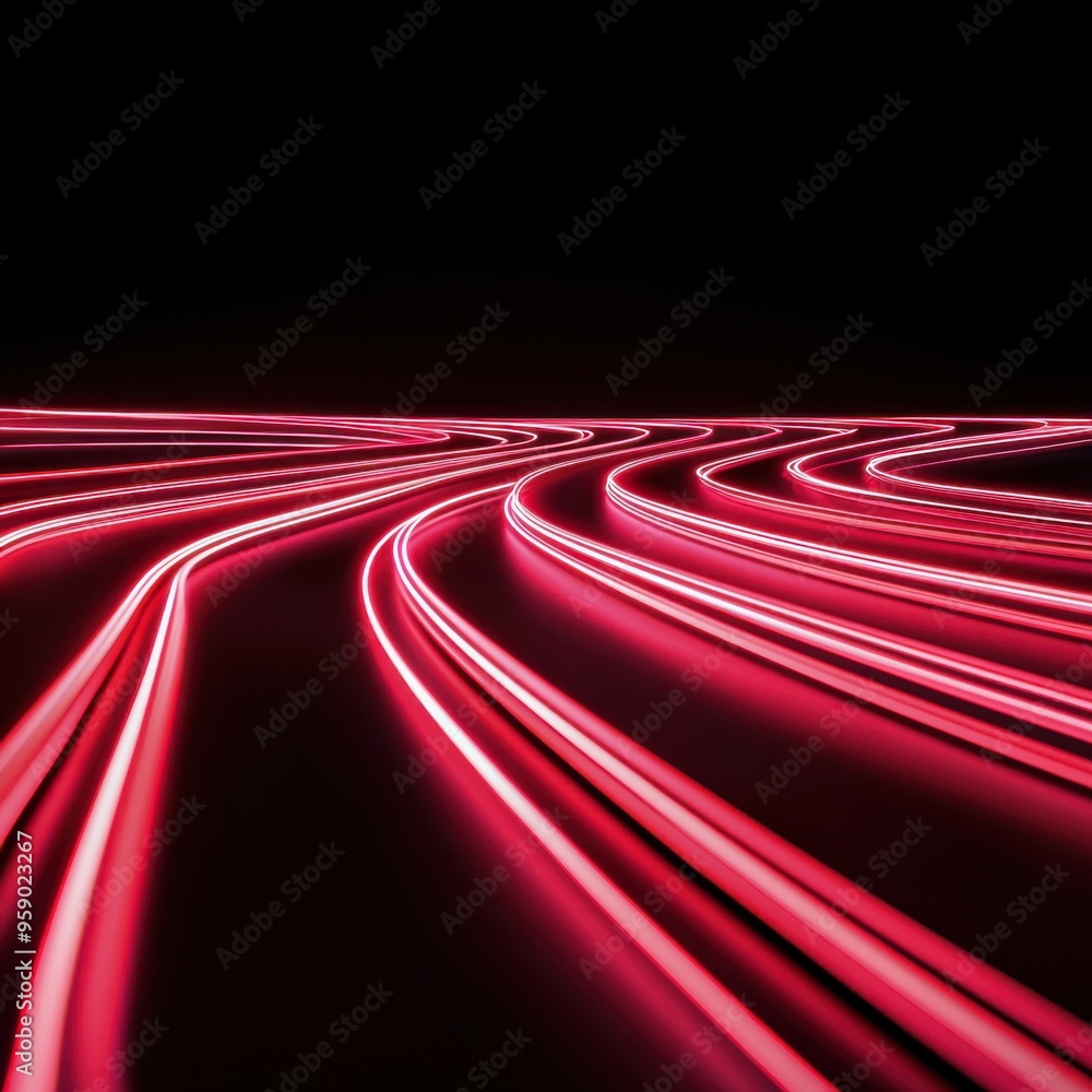 Poster a mesmerizing display of vibrant pink neon lines twisting and flowing across a dark background, crea
