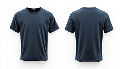 Naklejka premium A versatile and stylish plain navy blue tshirt mockup that effectively showcases both front and back views, making it perfect for clothing design, promotional advertising, and retail purposes