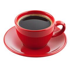 red mug coffee isolated on transparent background Generative Ai.

