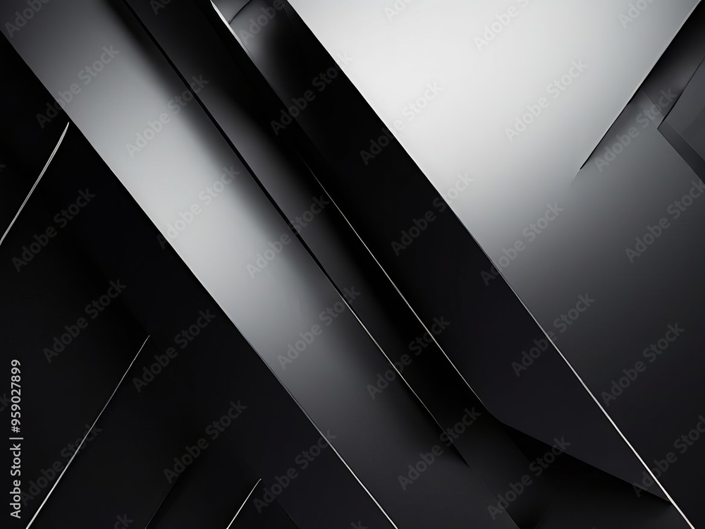 Poster abstract geometric background with sharp angles and black and white color scheme.