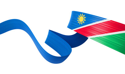 Waving ribbon or banner with flag of Namibia. Template for independence day 3d illustration
