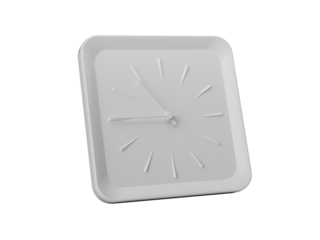 3d Simple White Square Wall Clock 10:45 Ten Forty Five Quarter To 11 Grey Background 3d illustration

