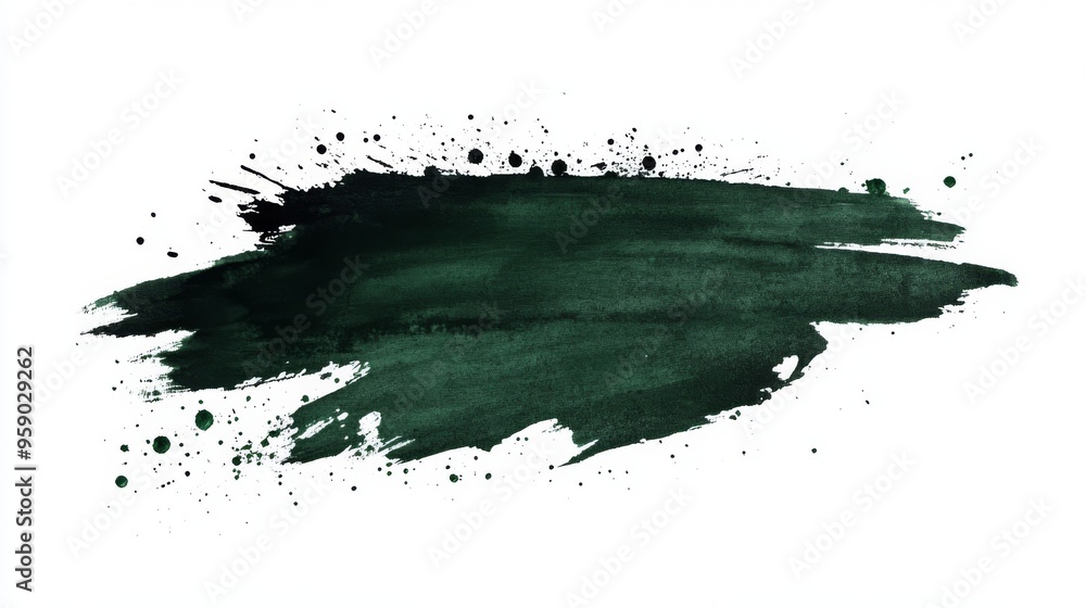 Poster this artwork features chaotic brush strokes with deep green splatters, creating an abstract composit