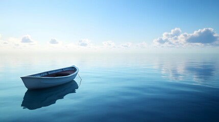 Peaceful Horizon with a Boat on Still Water