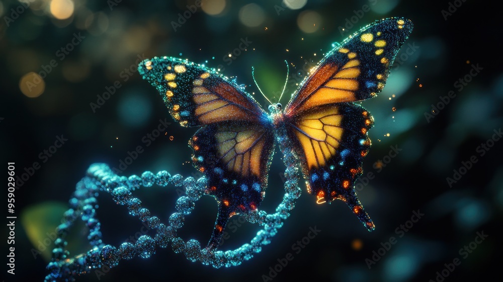 Wall mural Butterfly on DNA Strand