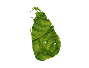 Naklejka premium Sri Lanka map made of green leaves ecology concept 