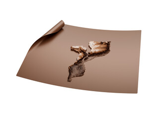 Map Of Mozambique Old Style Brown On Unrolled Map Paper Sheet On White Background 3d Illustration

