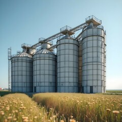 Obraz premium grain silos in the field