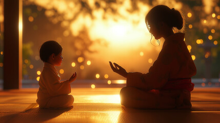 The quiet moment represents Love, Culture, and the deep bond between parent and child