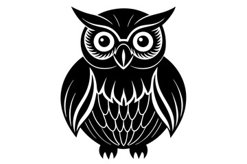 Owl  black and white vector silhouette illustration