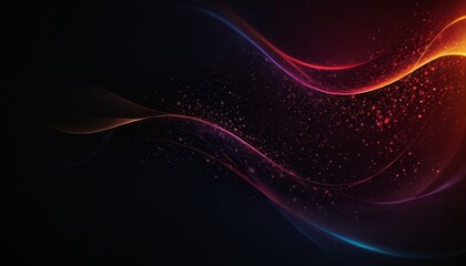 Abstract glowing waves and particles on a dark background.