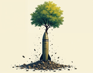 International Day for the Total Elimination of Nuclear Weapons Vector Illustration, September 26th Nuclear Bomb Explosion 
