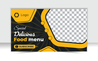 Food review YouTube thumbnail design template and web banner design